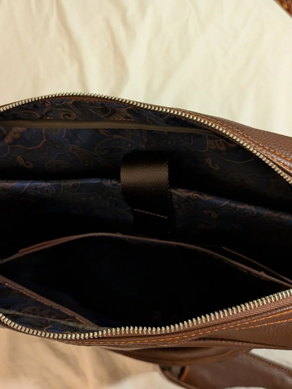 Robert Graham Brown Leather Laptop Bag with Shoulder Strap
